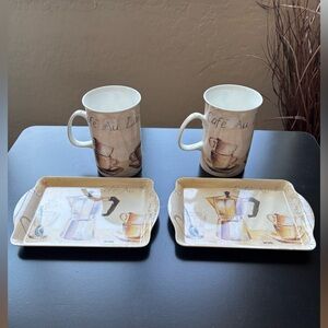 Ashdene fine bone China coffee mug set up two with trays